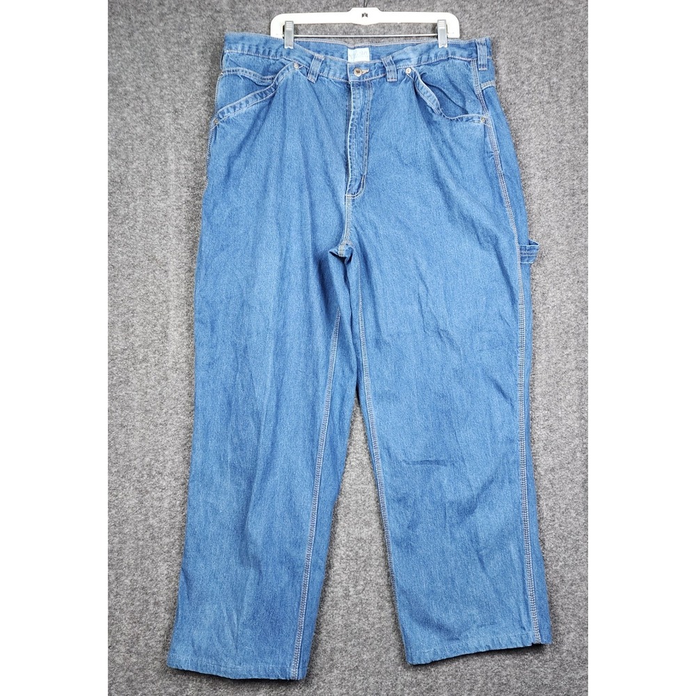 King Size Carpenter Jeans Mens 44x38 Blue Denim Relaxed Wide‎ Leg Workwear